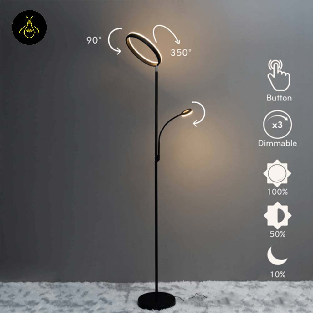 Polyethylene LED Floor Lamp – Black Double Light Design | Floor Lamp for Living Room, Outdoor, Restaurant | Jagmag Lights