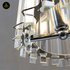 Crystal Glass Pendant Light – Trapezoid Design With Silver Finish | Elegant Hanging Light for Living Room, Dining, Bedroom | Jagmag Lights