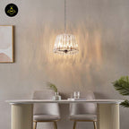 Crystal Glass Pendant Light – Trapezoid Design With Silver Finish | Elegant Hanging Light for Living Room, Dining, Bedroom | Jagmag Lights