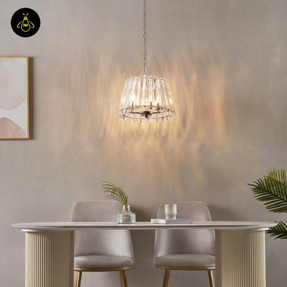 Crystal Glass Pendant Light – Trapezoid Design With Silver Finish | Elegant Hanging Light for Living Room, Dining, Bedroom | Jagmag Lights