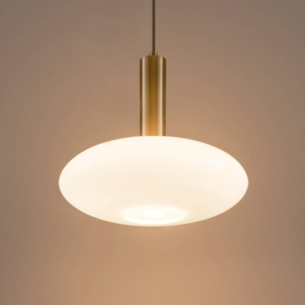 Brass + Opaline Glass Pendant Light – Modern Round Design | Pendant Lighting for Living Room, Bedroom | Jagmag Lights