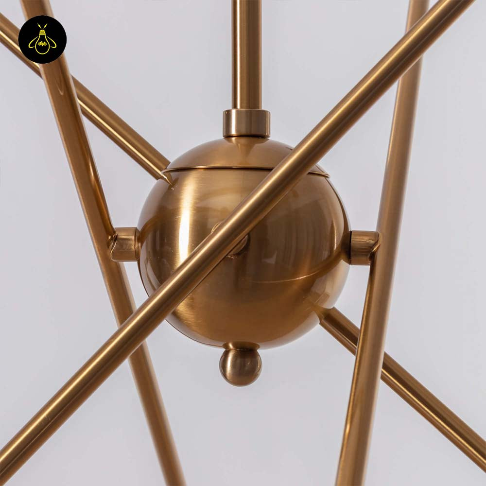 Brass & Glass Pendant Light – Modern Linear Rods | Industrial Pendant for Dining, Living | Jagmag Lights