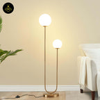 Stainless Steel Floor Lamp – Dual Globe Minimalist | Floor Lamp for Living Room, Bedroom | Jagmag Lights