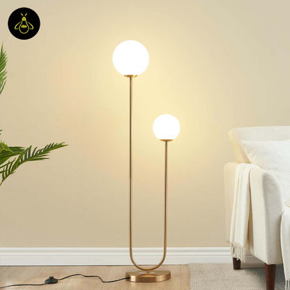 Stainless Steel Floor Lamp – Dual Globe Minimalist | Floor Lamp for Living Room, Bedroom | Jagmag Lights
