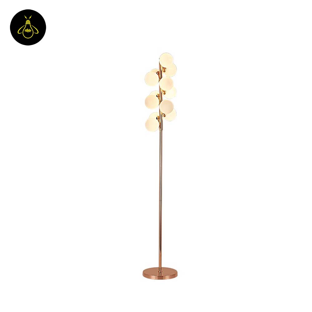 Gilded Stainless Steel Floor Lamp – Spherical Glass Globes | Modern Floor Lamp for Living Room & Bedroom | Jagmag Lights