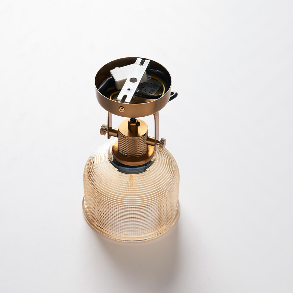 Textured Amber Glass Bell Wall Light – Rustic Vintage | Glass Wall Light for Dining & Hallway | Jagmag Lights