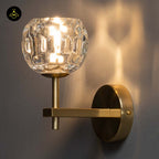 Gold Metal & Glass Wall Lamp – Geometric Clear Finish | Decorative Lighting for Living Room, Bedroom, Hallway | Jagmag Lights