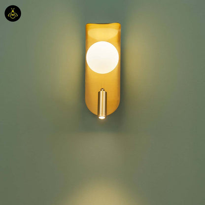 Elegant Gold Metal Wall Lamp – Glass Globe Opal Finish | Wall Light for Bedrooms, Living Rooms, Hotels | Jagmag Lights