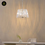 Crystal Glass Pendant Light – Trapezoid Design With Silver Finish | Elegant Hanging Light for Living Room, Dining, Bedroom | Jagmag Lights