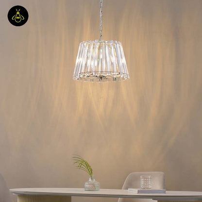 Crystal Glass Pendant Light – Trapezoid Design With Silver Finish | Elegant Hanging Light for Living Room, Dining, Bedroom | Jagmag Lights