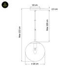 Glass Suspension Ball Pendant – Ribbed Smoked Finish | Decorative Pendant for Living & Dining Rooms | Jagmag Lights