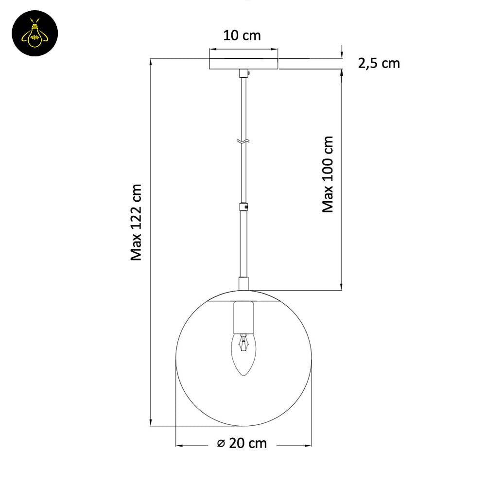 Glass Suspension Ball Pendant – Ribbed Smoked Finish | Decorative Pendant for Living & Dining Rooms | Jagmag Lights