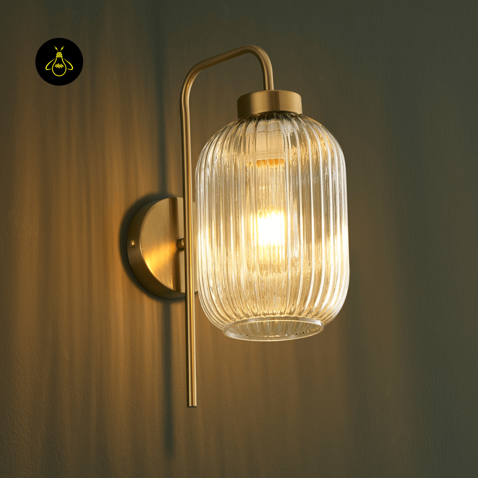 Fluted Glass Wall Light – Vintage Golden Chandelier Light | Wall Light for Living & Bedroom | Jagmag Lights