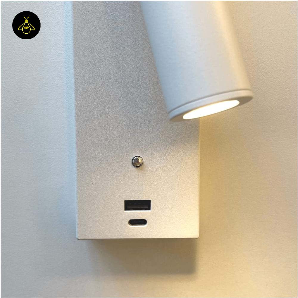 Stainless Steel LED Wall Light – Matte White USB Reading | White LED Wall Light for Bedrooms | Jagmag Lights