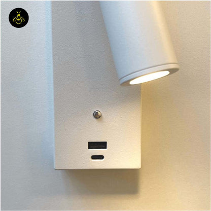 Stainless Steel LED Wall Light – Matte White USB Reading | White LED Wall Light for Bedrooms | Jagmag Lights