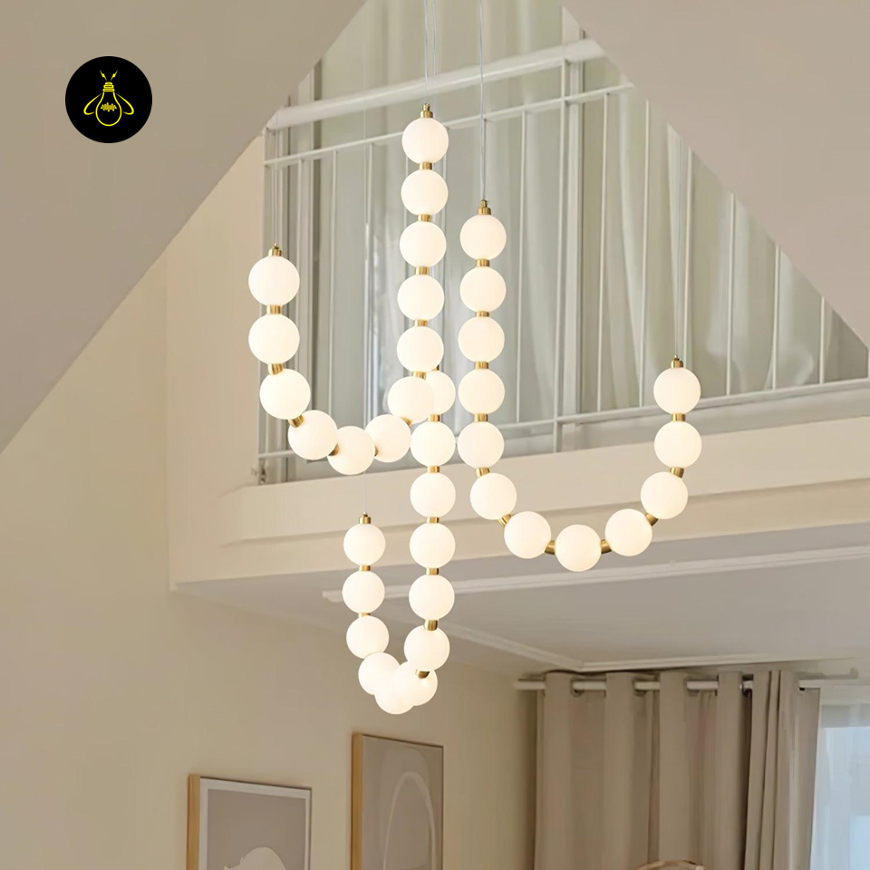 LED Chandelier – Pearl Necklace Modern Gold Fixture | Jagmag Lights
