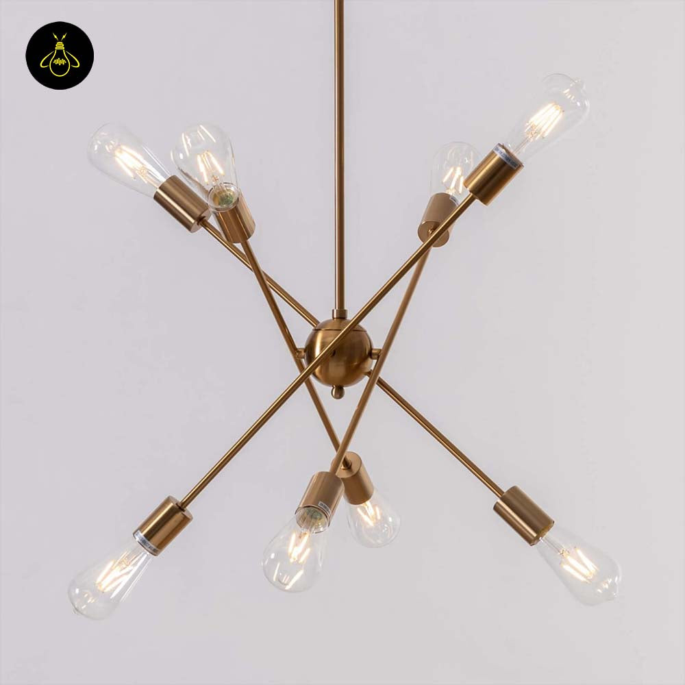 Brass & Glass Pendant Light – Modern Linear Rods | Industrial Pendant for Dining, Living | Jagmag Lights