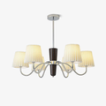 Shadalia Chandelier with White Fabric Shades | Walnut & Chrome Finish | Jagmag Lights