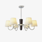 Shadalia Chandelier with White Fabric Shades | Walnut & Chrome Finish | Jagmag Lights
