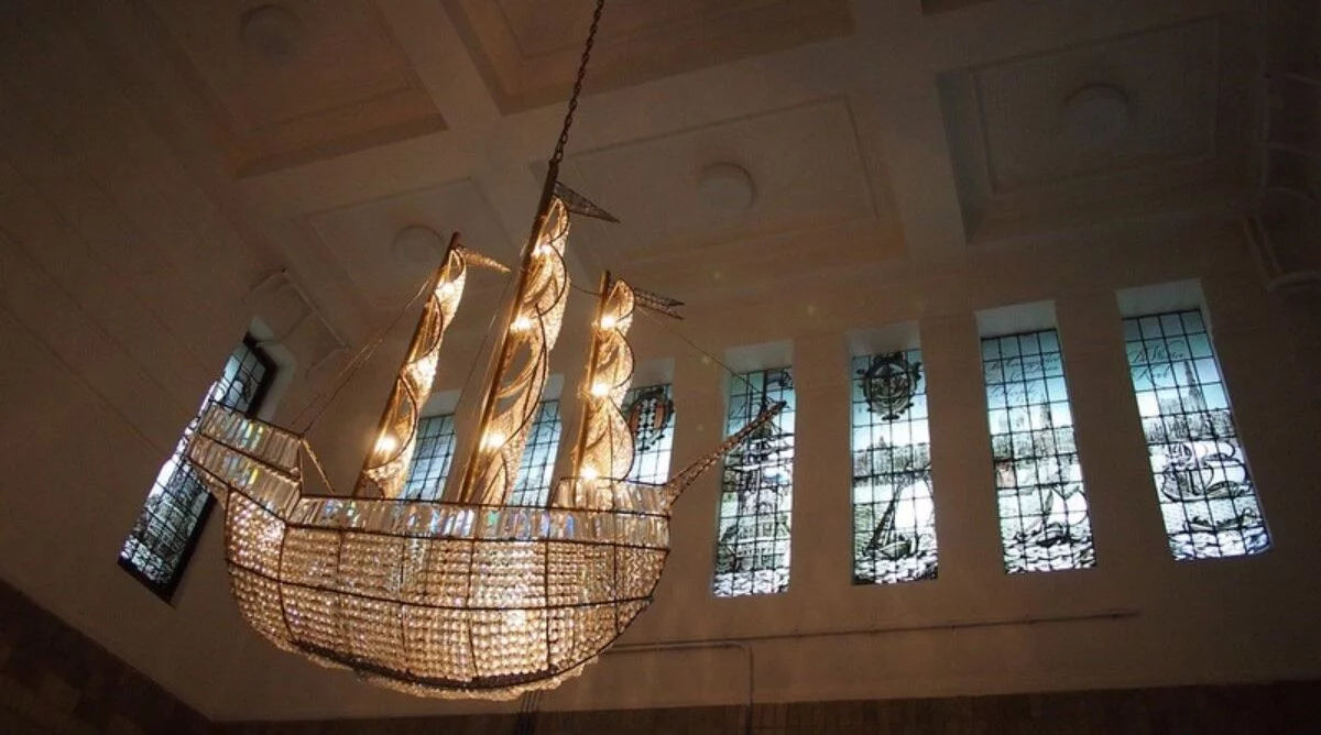 A ship shaped chandelier installed by Jagmag Lights at a dargah of Vellore