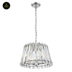 Crystal Glass Pendant Light – Trapezoid Design With Silver Finish | Elegant Hanging Light for Living Room, Dining, Bedroom | Jagmag Lights