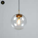Glass Suspension Ball Pendant – Ribbed Smoked Finish | Decorative Pendant for Living & Dining Rooms | Jagmag Lights