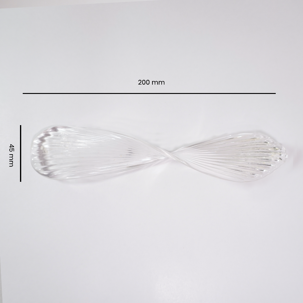 Borosilicate Glass Infinity Leaf – 200x40mm Clear | Chandelier Part | 100 pieces per box