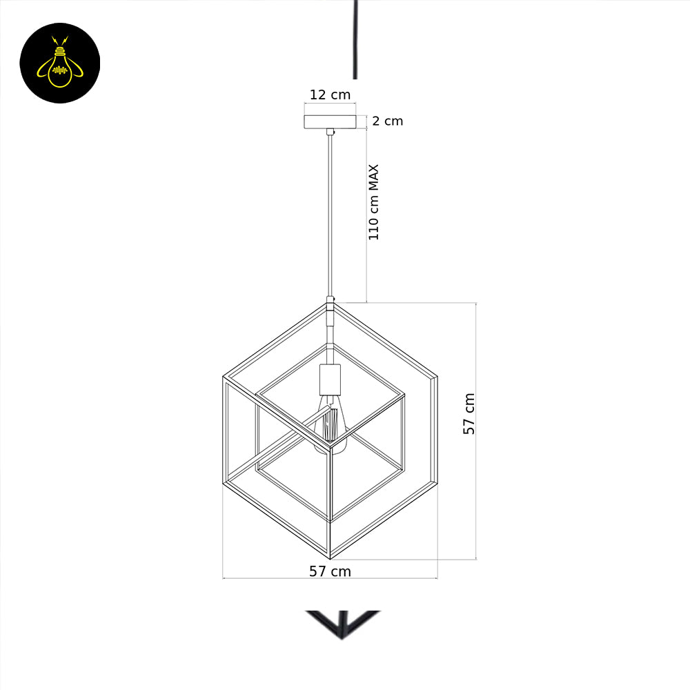 Stainless Steel Metal Pendant Light – Black Cage Design | Metal Pendant Light for Living Room, Dining Room | Jagmag Lights