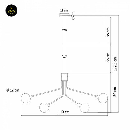 Gold Plated Pendant Lamp – Elegant 18 Ball Design | Decorative Lighting for Living Room, Dining | Jagmag Lights