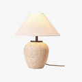 Aoji Travertine Table Lamp - Hand-Polished Stone with Fabric Shade, 48cm, for Modern Decor - Fancy and Decorative lights - Brand name jagmag lights