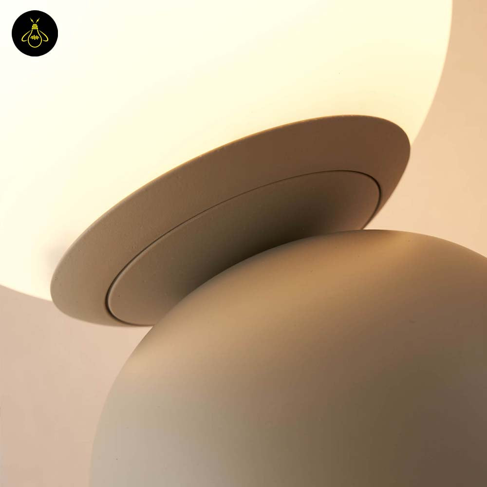 Stainless Steel Table Lamp – Taupe & White Globe | LED Table Light for Living/Study | Jagmag Lights