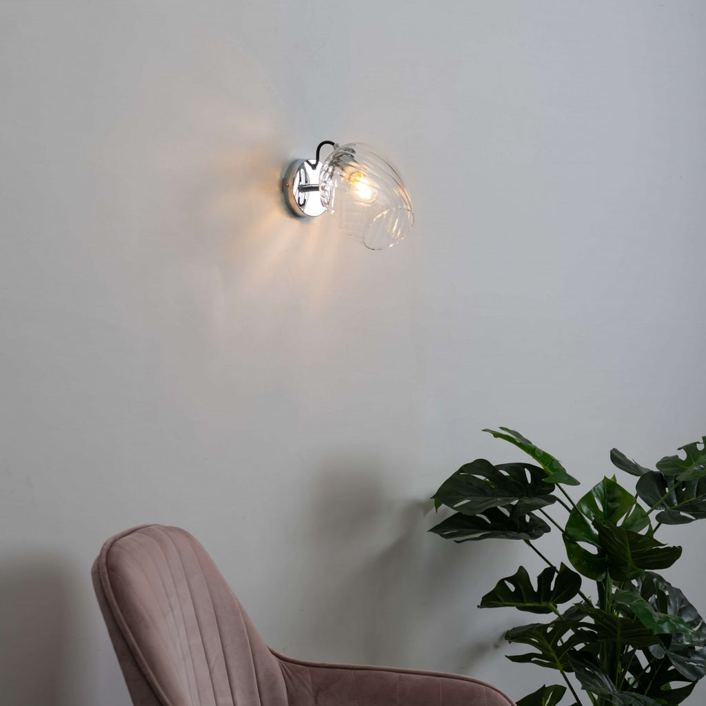 Textured Glass Wall Light – Clear Finish | Decorative Wall Light for Living Rooms, Hallways | Jagmag Lights