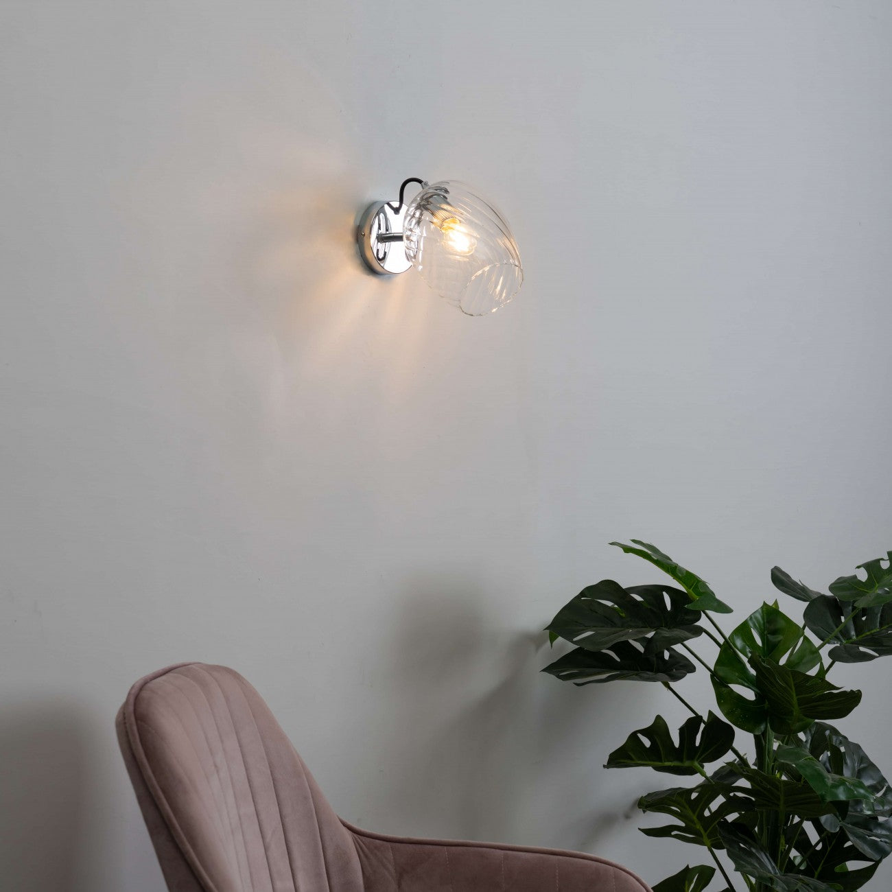 Textured Glass Wall Light – Clear Finish | Decorative Wall Light for Living Rooms, Hallways | Jagmag Lights