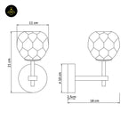 Gold Metal & Glass Wall Lamp – Geometric Clear Finish | Decorative Lighting for Living Room, Bedroom, Hallway | Jagmag Lights