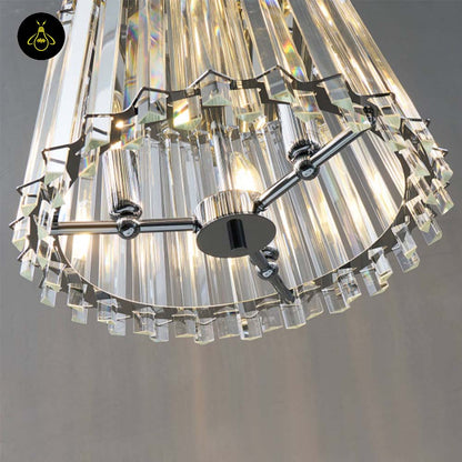 Crystal Glass Pendant Light – Trapezoid Design With Silver Finish | Elegant Hanging Light for Living Room, Dining, Bedroom | Jagmag Lights