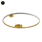 Brass Finish Metal LED Ceiling/Wall Light – Ultra-Minimalist Circle | Dimmable Lighting for Living, Dining & Bedroom | Jagmag Lights