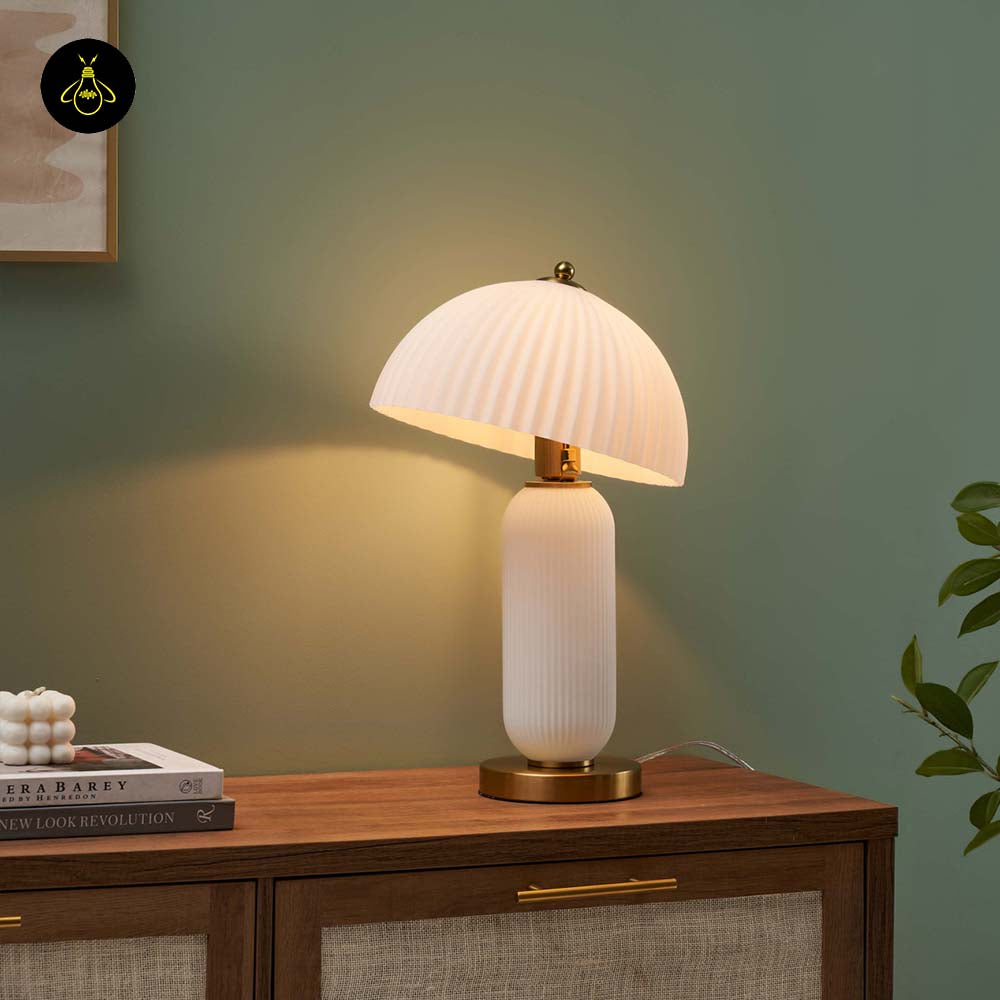 Stainless Steel Vintage Table Lamp – Adjustable Amber Glass Shade | Vintage Table Lamp for Living Room & Bedroom | Jagmag Lights