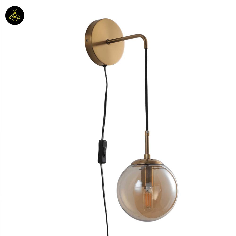 Golden Glass Wall Lamp – Brass Finish | Wall Sconce for Living Room & Bedroom | Jagmag Lights
