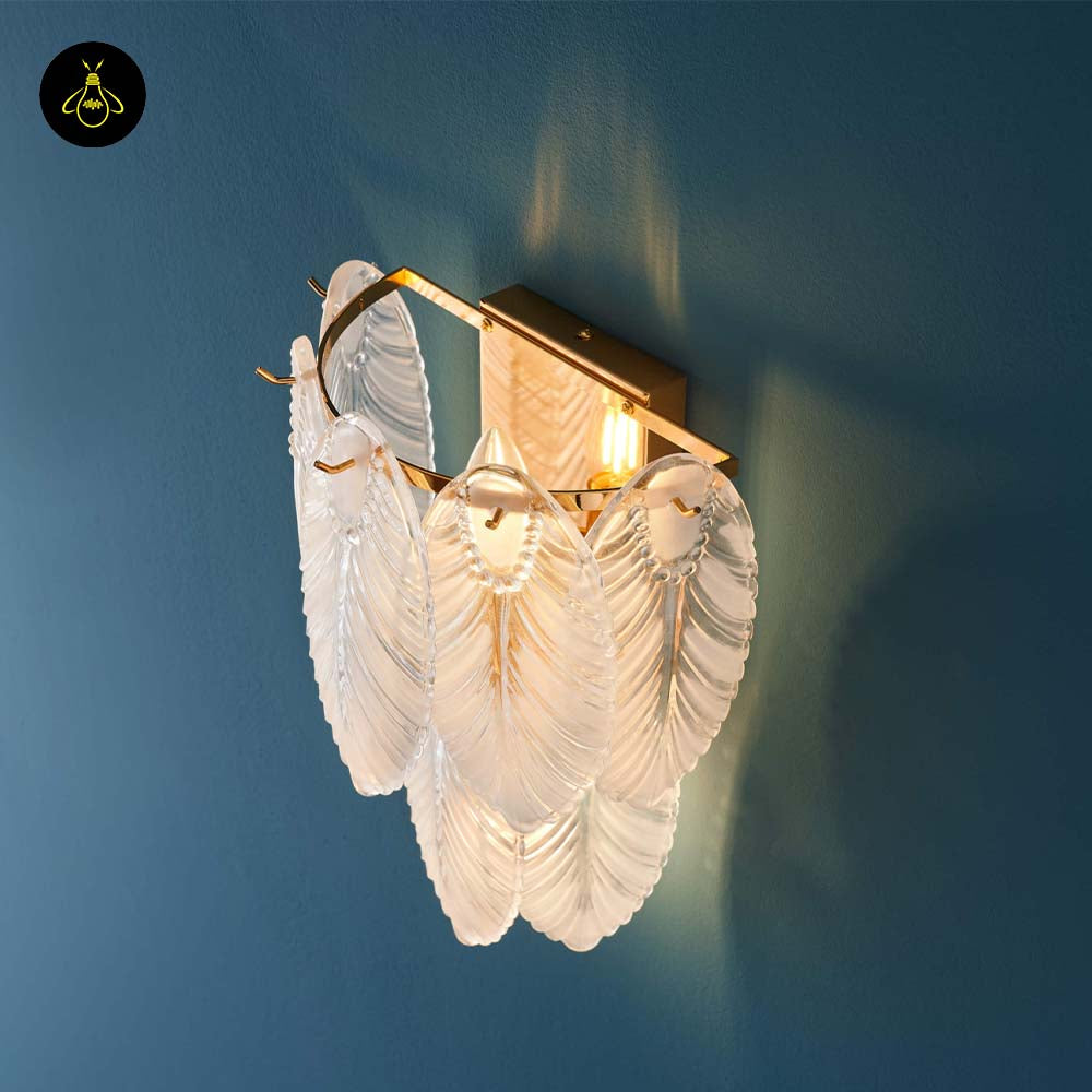 Brass & Opaline Glass Wall Lamp – Gold Oval Frame | Crystal Pendant Light for Halls & Bedrooms | Jagmag Lights