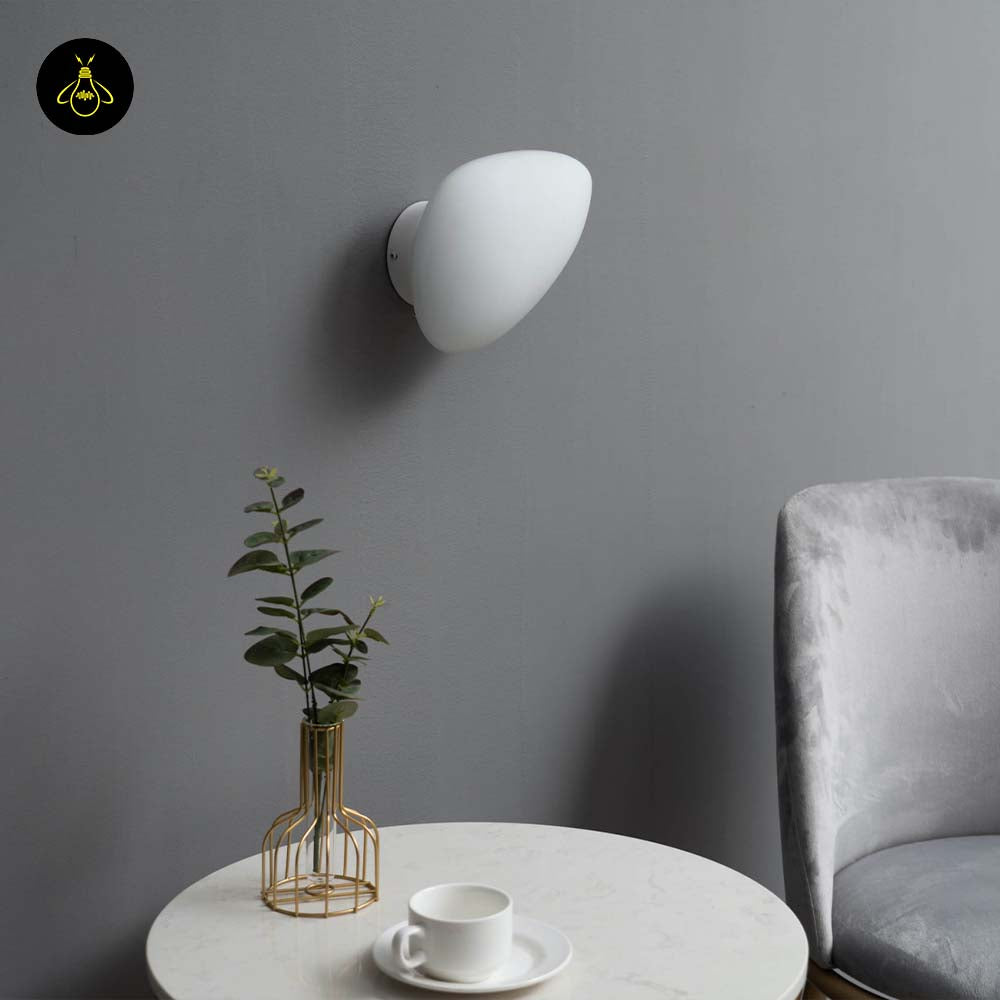 White Opaline Glass Wall Light – Matte Finish | Premium Lighting for Living Room, Hallways, Bedrooms | Jagmag Lights