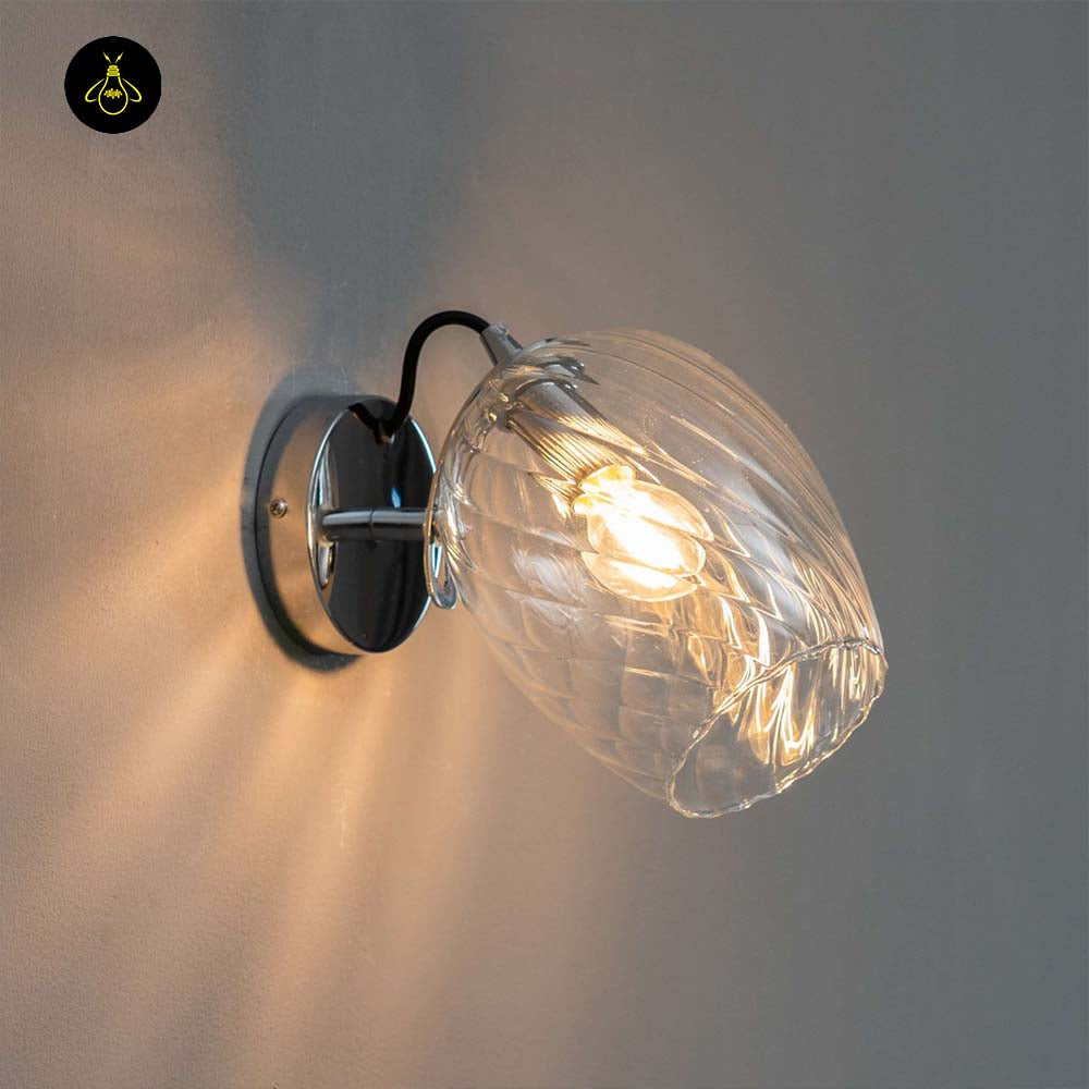 Textured Glass Wall Light – Clear Finish | Decorative Wall Light for Living Rooms, Hallways | Jagmag Lights