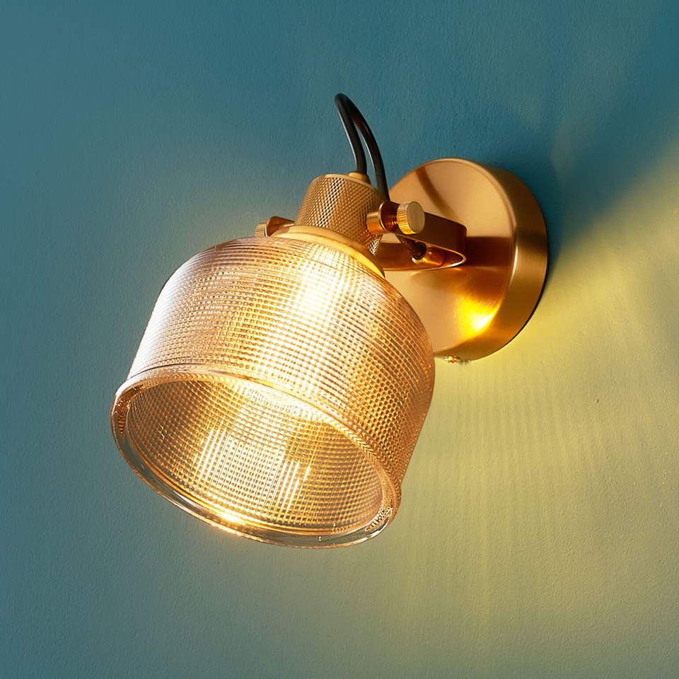 Textured Amber Glass Bell Wall Light – Rustic Vintage | Glass Wall Light for Dining & Hallway | Jagmag Lights