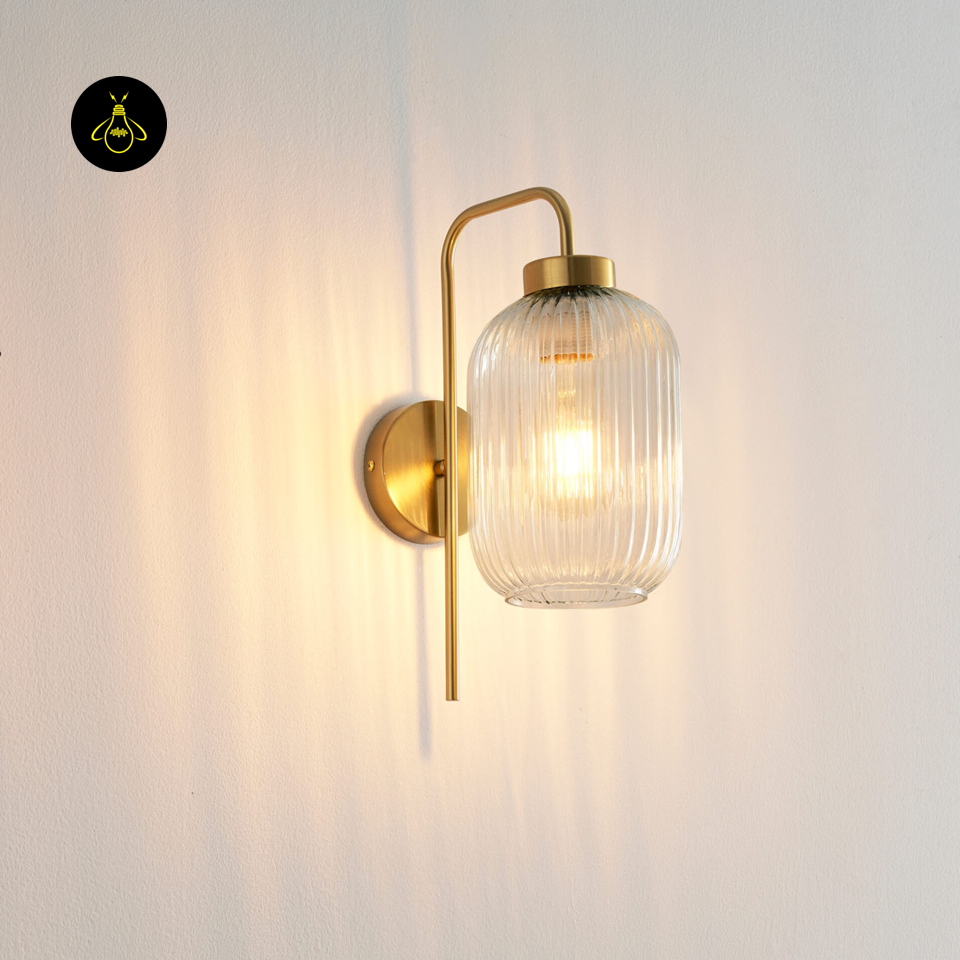 Fluted Glass Wall Light – Vintage Golden Chandelier Light | Wall Light for Living & Bedroom | Jagmag Lights
