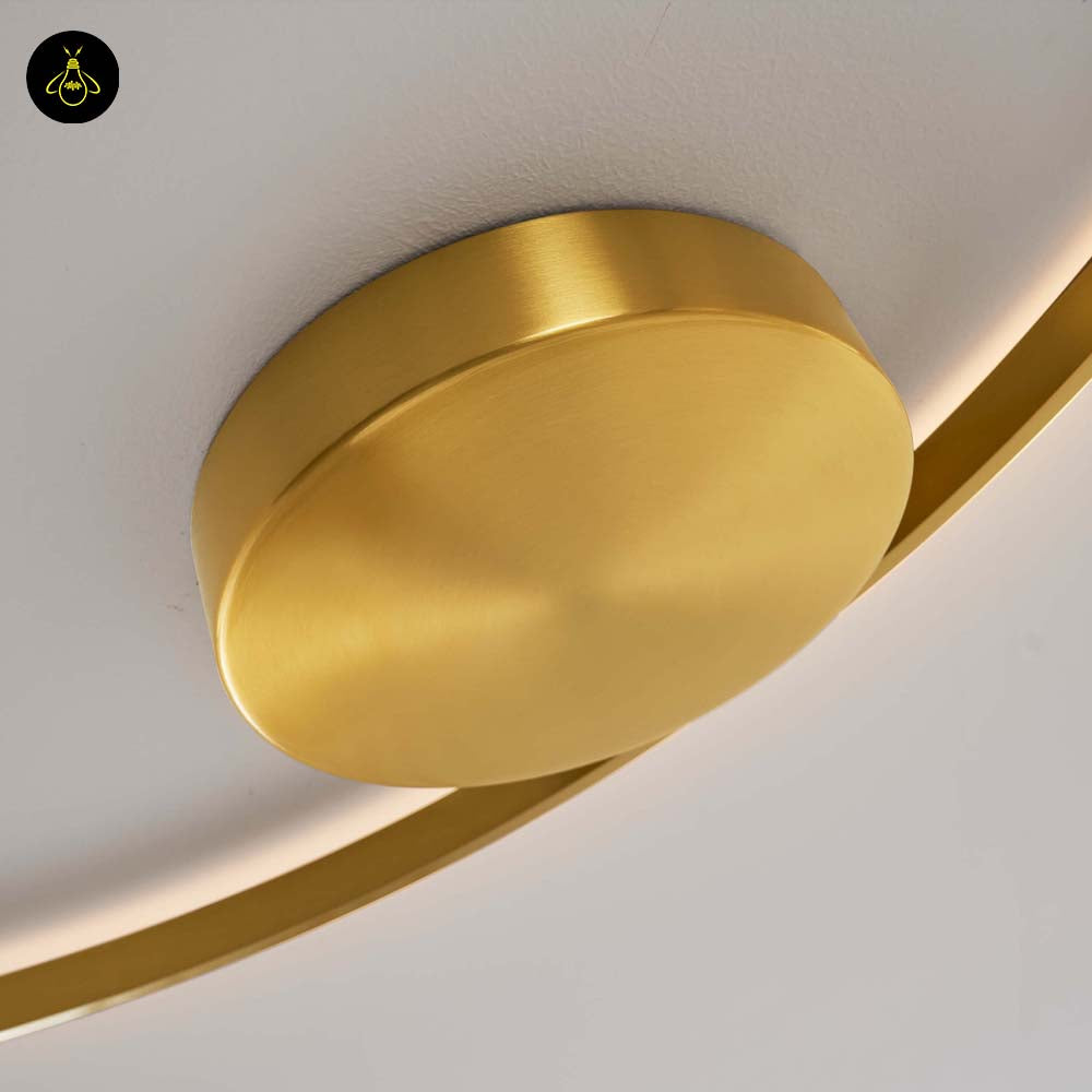 Brass Finish Metal LED Ceiling/Wall Light – Ultra-Minimalist Circle | Dimmable Lighting for Living, Dining & Bedroom | Jagmag Lights