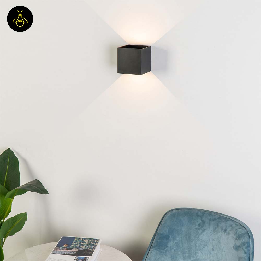 Stainless Steel LED Wall Light – Black Matte Cubic | Waterproof Lighting for Indoor/Outdoor Walls | Jagmag Lights