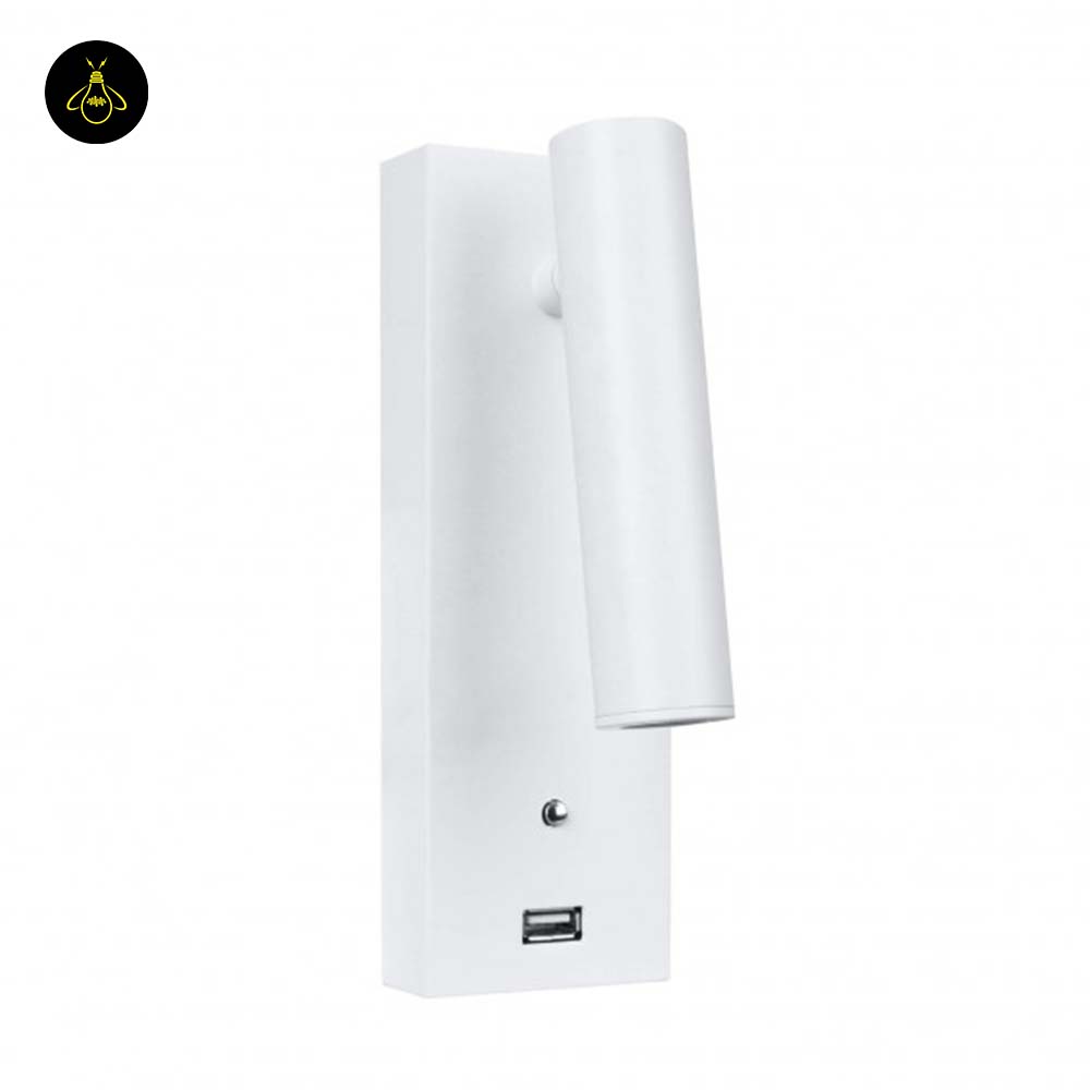 Stainless Steel LED Wall Light – Matte White USB Reading | White LED Wall Light for Bedrooms | Jagmag Lights