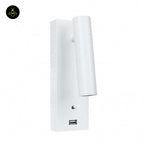 Stainless Steel LED Wall Light – Matte White USB Reading | White LED Wall Light for Bedrooms | Jagmag Lights