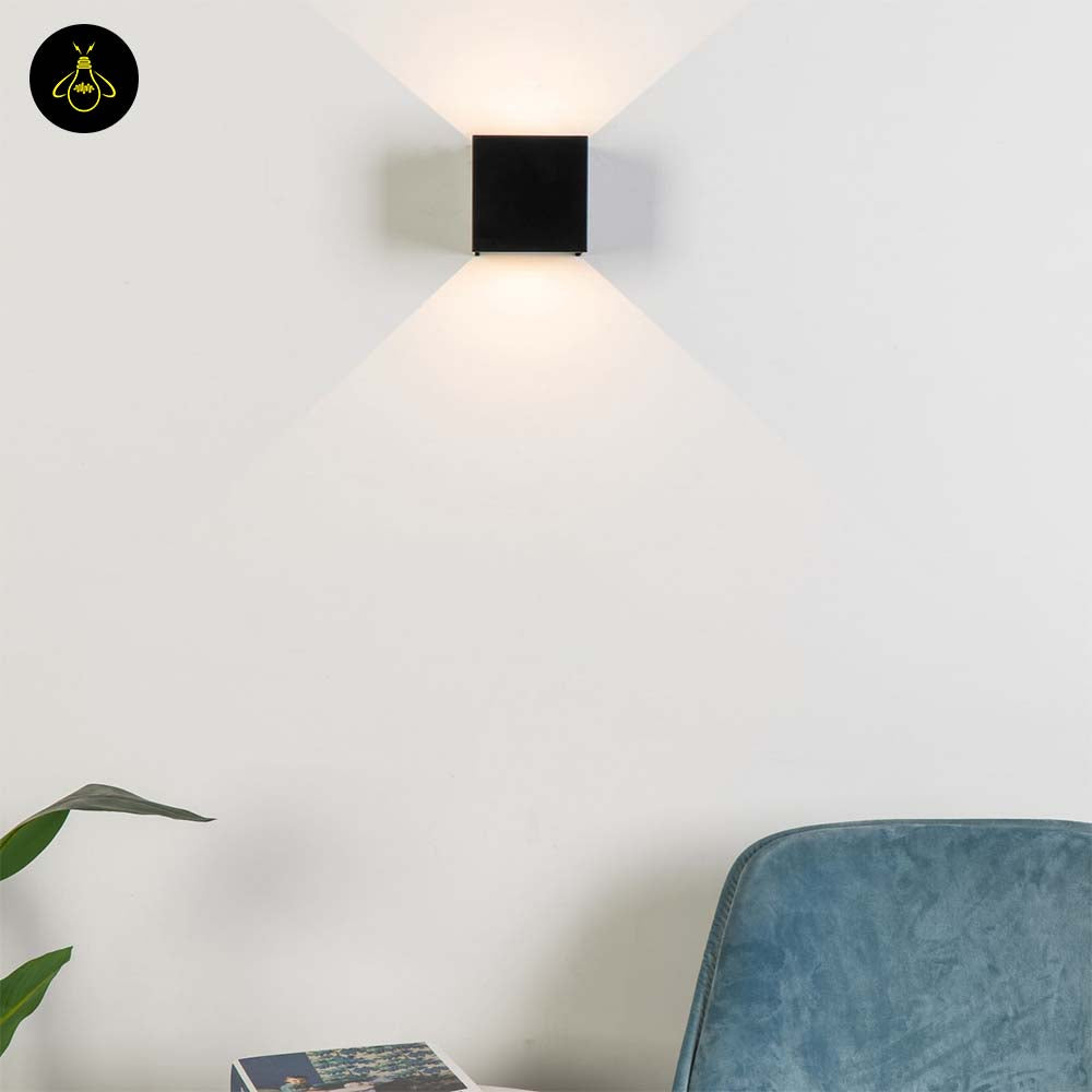 Stainless Steel LED Wall Light – Black Matte Cubic | Waterproof Lighting for Indoor/Outdoor Walls | Jagmag Lights