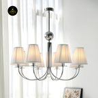 Elegant Cloth Chandelier with White Pleated Shades | Jagmag Lights