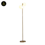 Stainless Steel & Glass Floor Lamp – Gold/White Spheres Design | Floor Lamp for Living, Bedroom, Office | Jagmag Lights